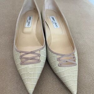 Jimmy Choo Cream Flats with Crisscross Straps